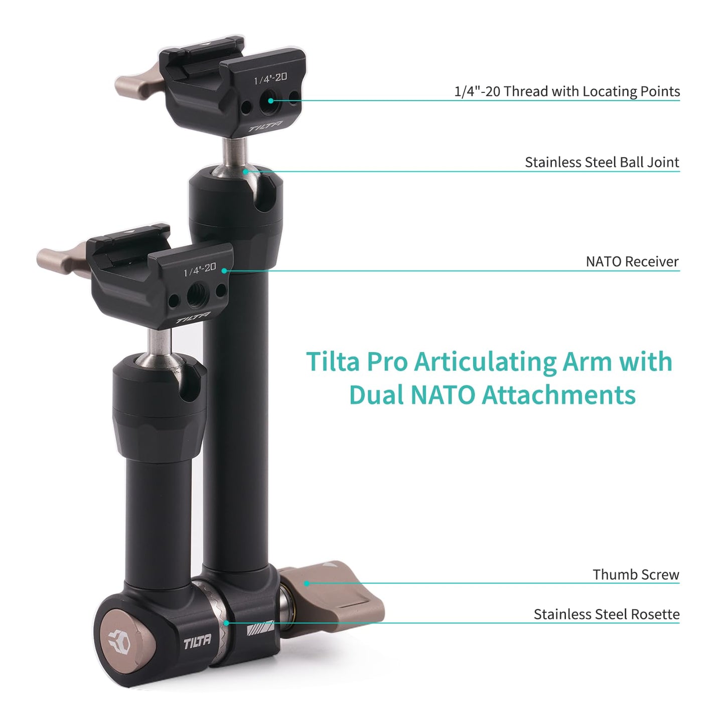 Tilta Pro Articulating Arm - NATO to NATO Magic Arm for Filmmakers & Cameras | 11lbs Payload Capacity | Quick-Locking | Durable