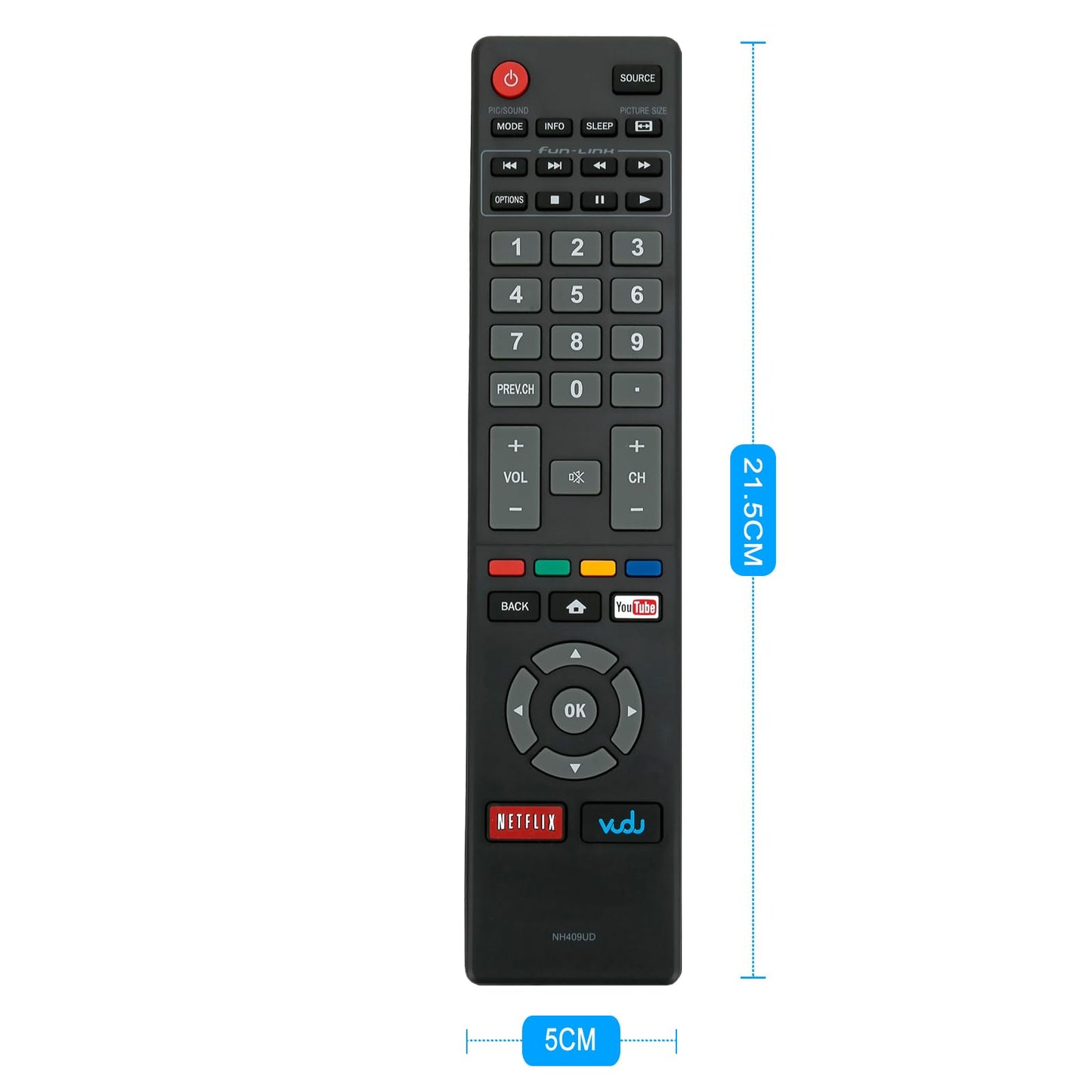 NH409UD Replace Remote Control fit for Magnavox LED Smart HDTV TV 32MV304X 32MV304XF7 40MV324X 40MV336X 50MV314X 55MV314X 43MV314X 43MV314XF7 NH410UP