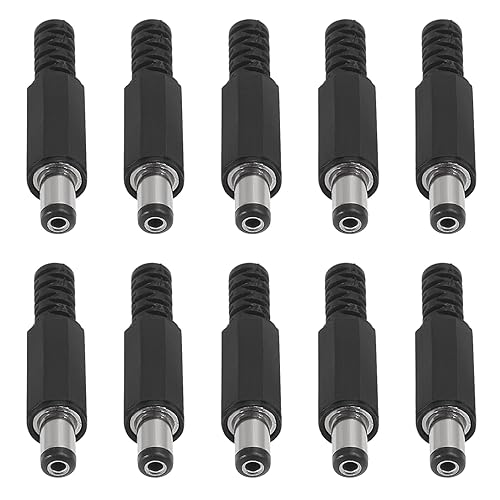ACEIRMC 10pcs 5.5mm x 2.1mm DIY Male DC Power Plug Jack Solder Connector Adapter for Power Cable Repair