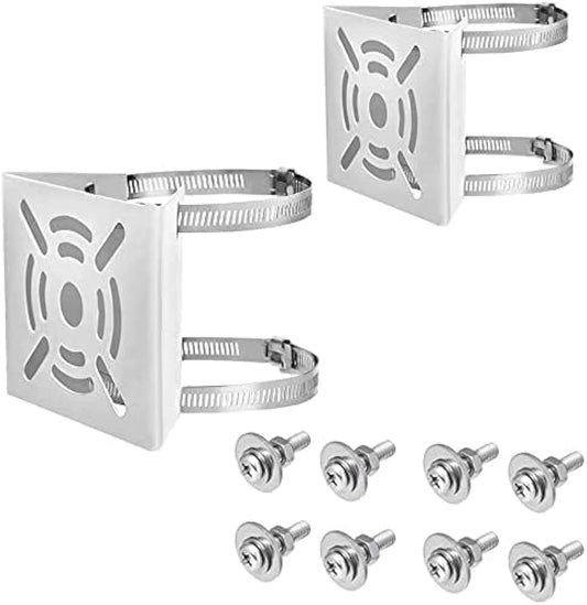 Universal Vertical Pole Mount Adapter with 2 Loops(20cm Diameter) Wall Mounting Loop Bracket and 4 Mounting Screws for CCTV Security Camera PTZ Dome