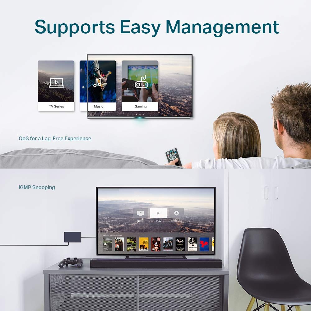 TP-Link 5-Port Gigabit Ethernet Easy Smart Switch| Plug and Play | Desktop | Sturdy Metal w/Shielded Ports | Limited Lifetime Replacement (TL-SG105E)