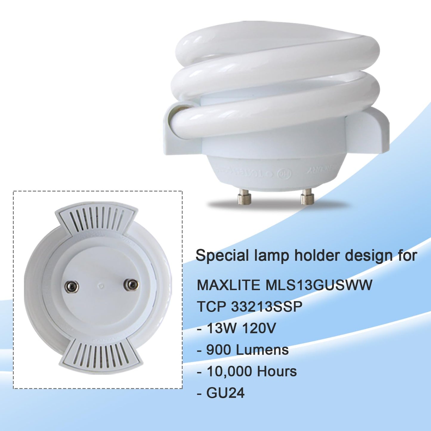 13W T3 Spiral Light Bulb MLS13GUS,Compatible with MLS13GUSWW,33213SSP,2700K