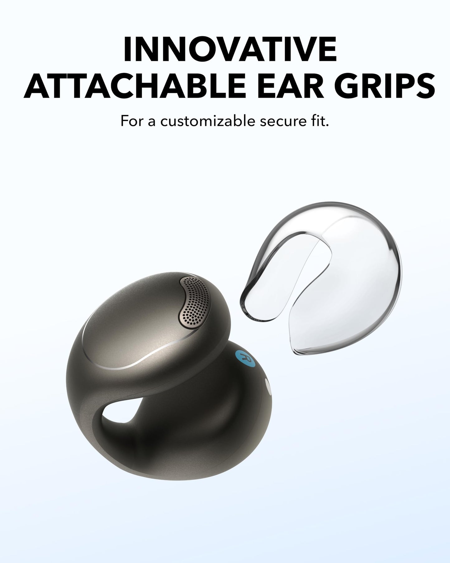 Soundcore C40i by Anker, Open-Ear Earbuds, Clip-On Headphones, Flexible Joint Design, Button Controls, Lightweight Comfort, Stable Fit with Attachable