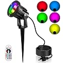 OurLeeme Lawn Flood Light Stake, RGB Spot Lights,8W Outdoor LED Flood Light Waterproof Garden Yard Lights with Remote Control,2-in 1 Landscaping