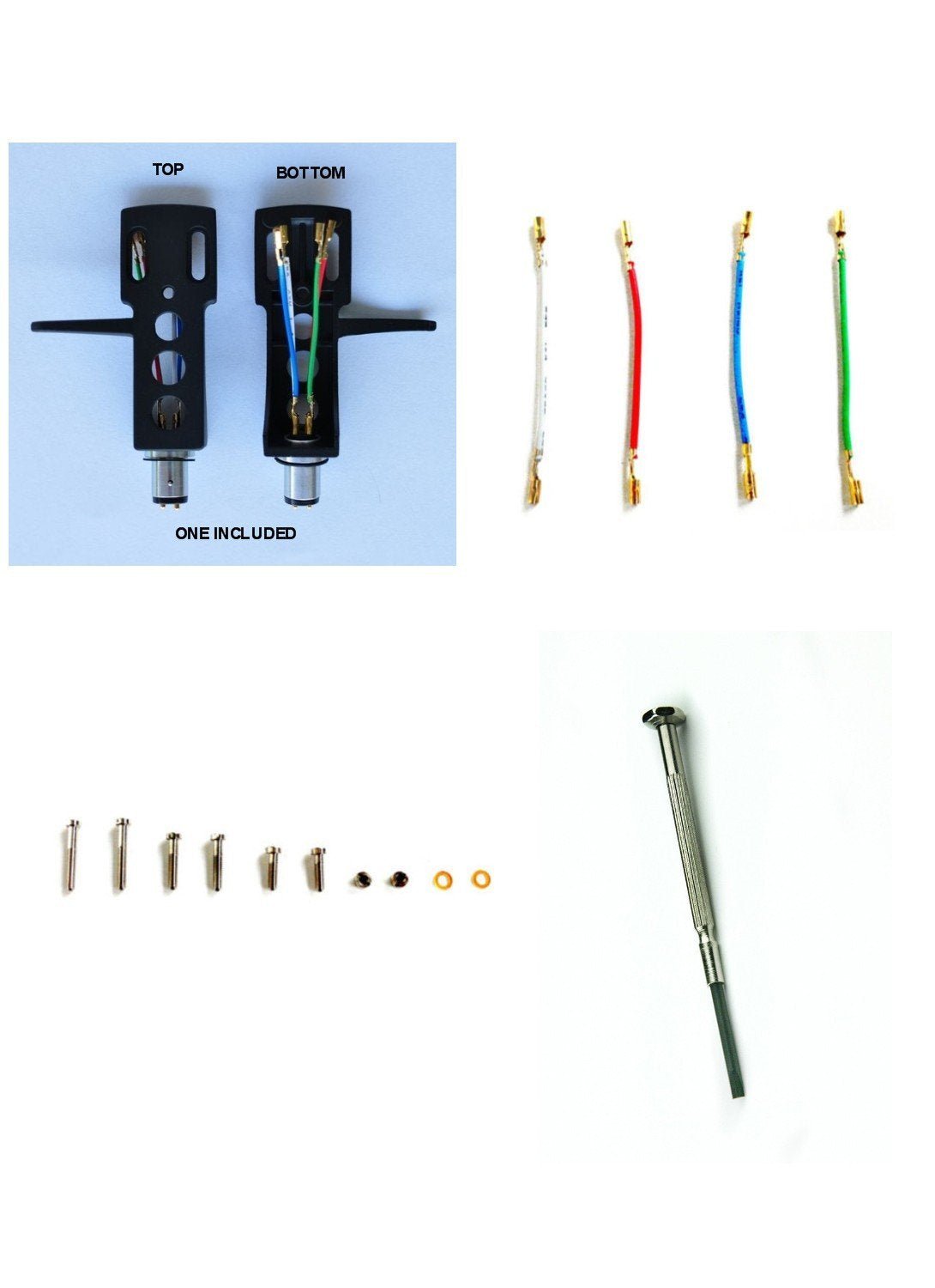 Turntable Headshell OFC Phono Cartridge Leads Mounting Hardware Kit Black Technics