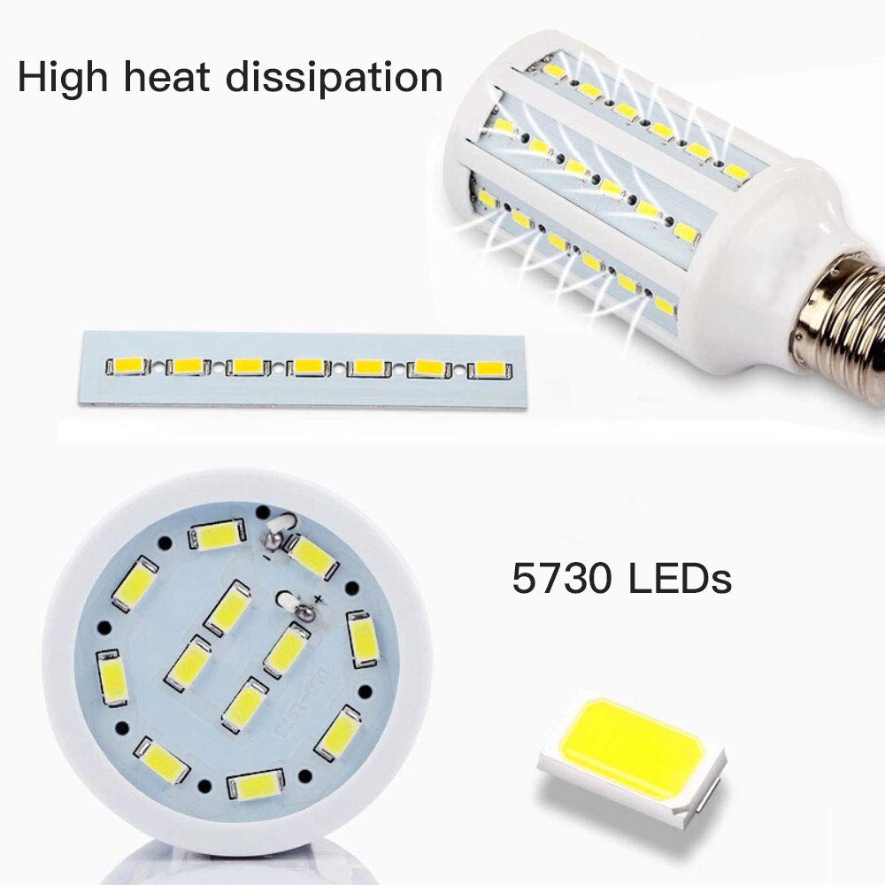 15W E27 LED Corn Light Bulbs(4 Pack)- 60 LEDs 5730 SMD 1200lm Warm White 3000K LED Corn COB Lamp 100W Equivalent 360 Degree Beam Angle for Garage