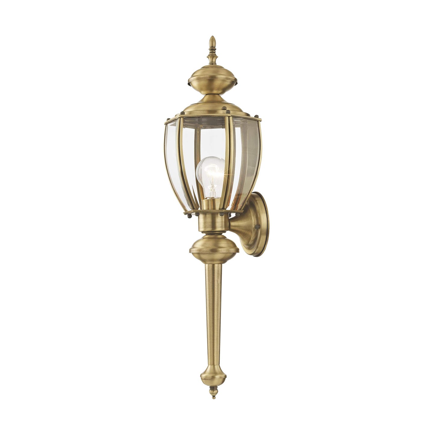 Livex Lighting 2112-01 Basics 1 Light AB Outdoor Wall Lantern, Antique Brass, 7"W x 25.25"H