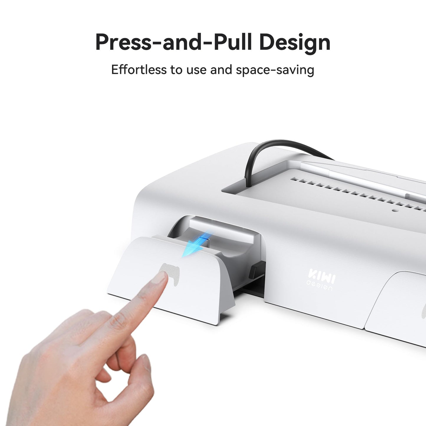 KIWI design D3 Cooling Station for PS5 Slim with Press-and-Pull Design, Controller Charging Station with Magnetic Dongles, Vertical Stand