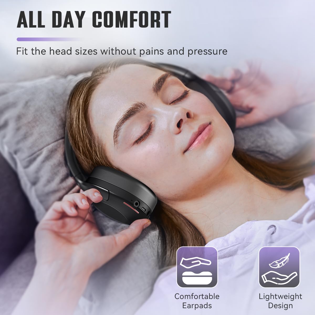 FIFINE Wireless Bluetooth Headphones, Over-Ear Noise Canceling Headphones with Soft Earmuffs, Up to 65H Playtime for Music, Phone Calls, Sport Travel…