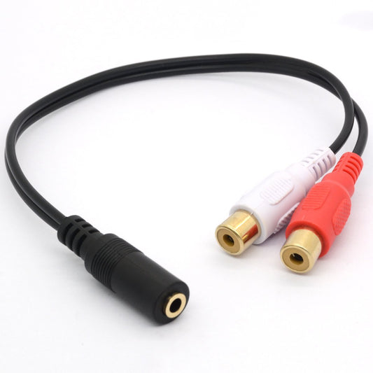 BSHTU 3.5mm Female to Dual RCA Phono Stereo Splitter Cable 3.5 Jack Socket to 2RCA Audio Adapter Extender Cord 8inch/20cm (2RCA Female)