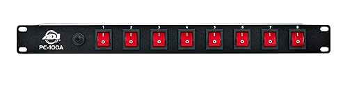 ADJ PC100A power strip single rack space unit with 8 on off lighted toggle switches and 15 amp breaker