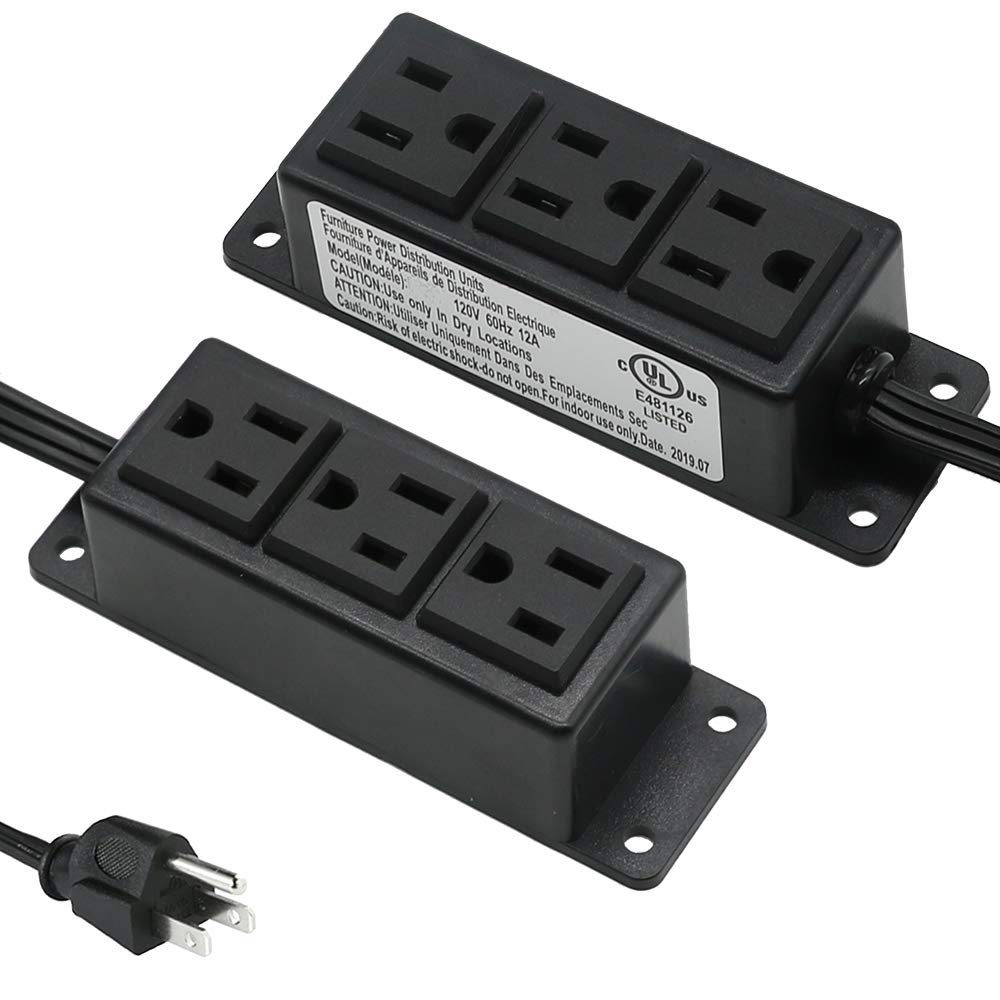 Surface Mounted Power Strip 3 AC Grounded Outlets Mountable Power Strip Socket Adapt to Deak Conference Table Wall Hotel Improvement (3AC)