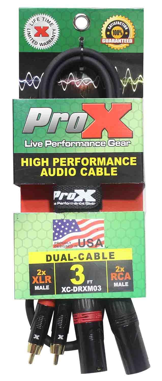 Prox XC-DRXM03 3' Dual RCA-M to XLR3- Unbalanced Audio Cable