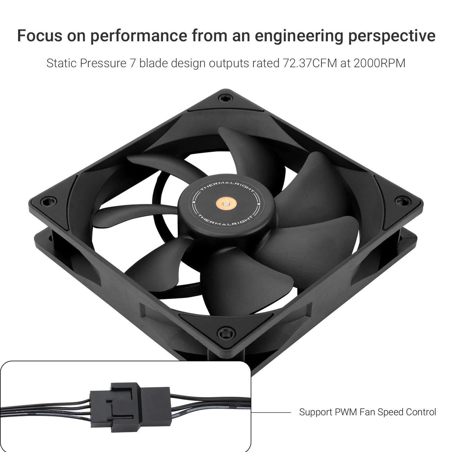 Thermalright TL-E12B V3 CPU Fan Cooler,with High Speed 2000RPM,120mm Cooling PWM Fan,Computer Case Cooling Fan ARGB (TL-E12B V3)