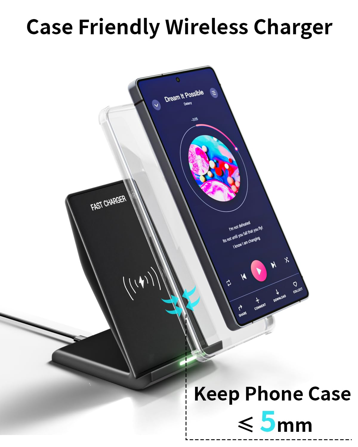 Wireless Charger Stand for Samsung,15W Max Wireless Charging Stand Desk Charging Station Android Desk Charger for Samsung S26/S25