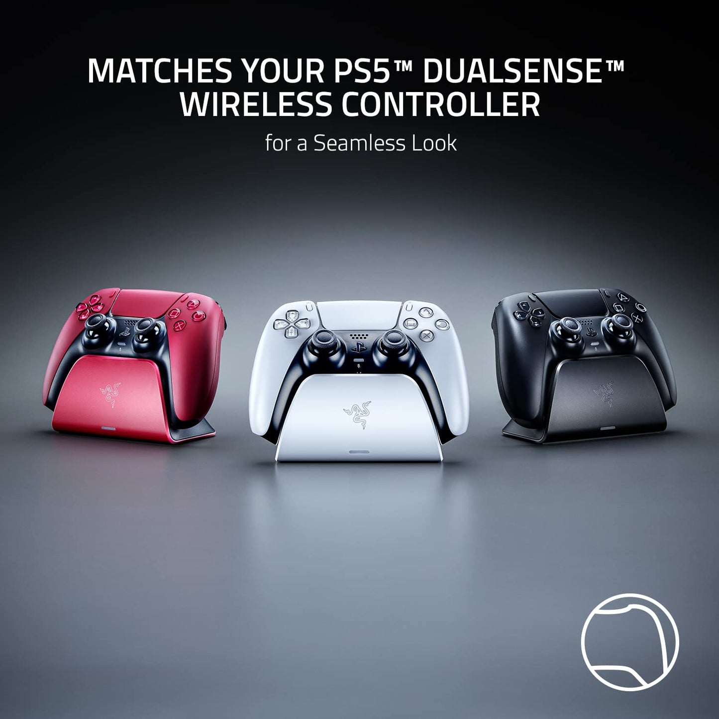 Razer Quick Charging Stand for PlayStation 5: Quick Charge - Curved Cradle Design - Matches PS5 DualSense Wireless Controller - One-Handed Navigation