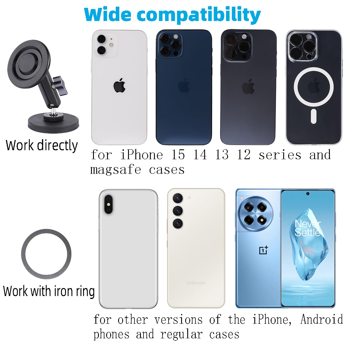 Gym Magnetic Phone Holder for MagSafe, Dual Magnetic Phone Mount for Gym Attach to Metal Surface, Compatible with iPhone 16 15 14 13 Pro Max MagSafe