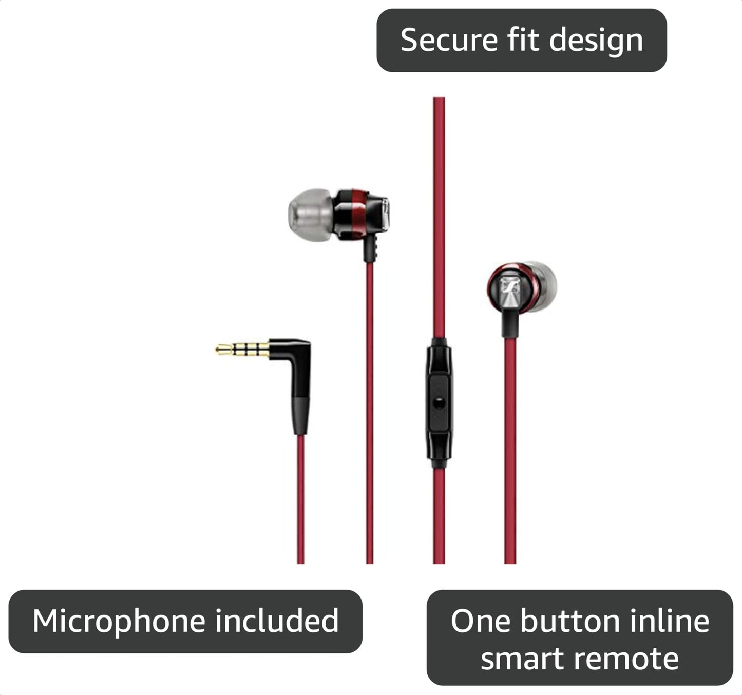 Sennheiser CX 300S In Ear Headphone with One-Button Smart Remote - Red