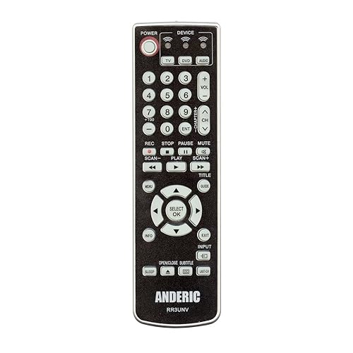 Anderic 3-Device Universal with Learning - Glow keys - Easy to program - Palm-Sized - Replaces RCA, Philips, One-for-all, Sony and more - RR3UNV - SUB