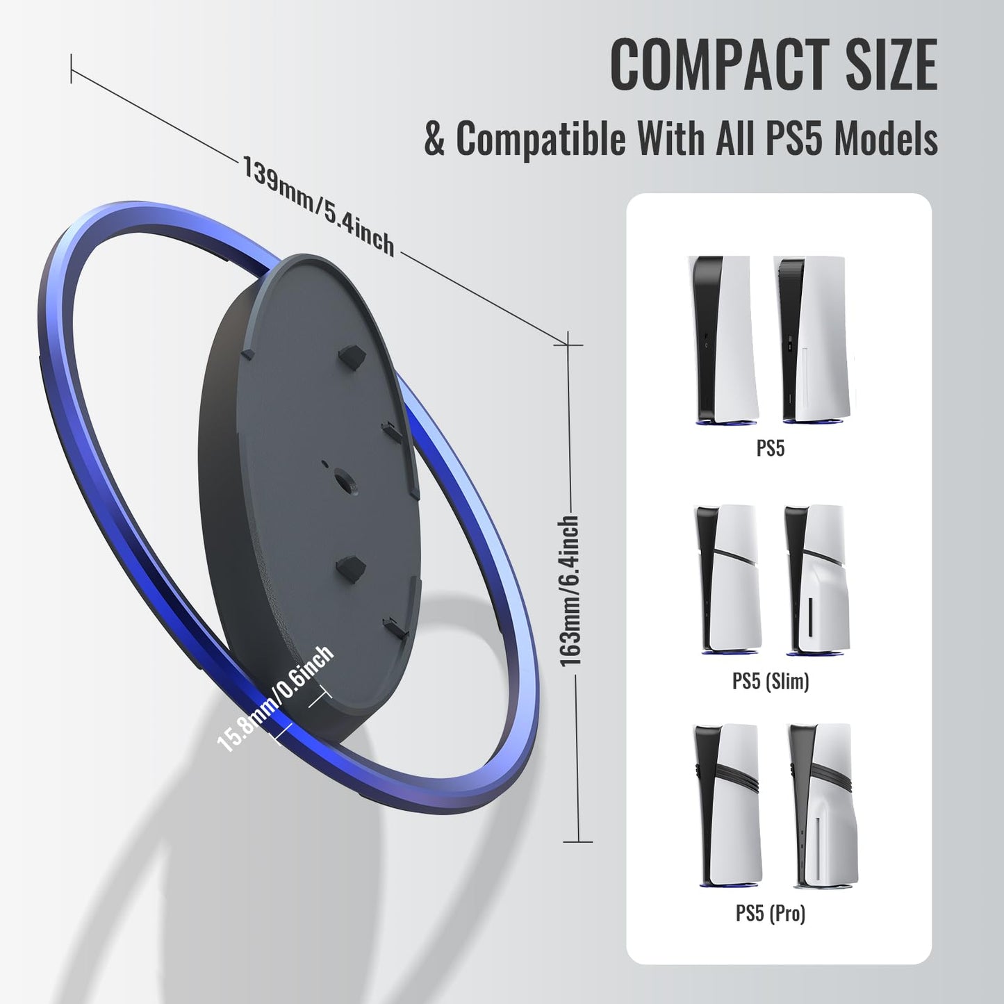 GAMFAMI Vertical Stand Compatible with PlayStation 5/PS5 Slim/PS5 Pro Consoles - PS5 Base Accessories (Blue)