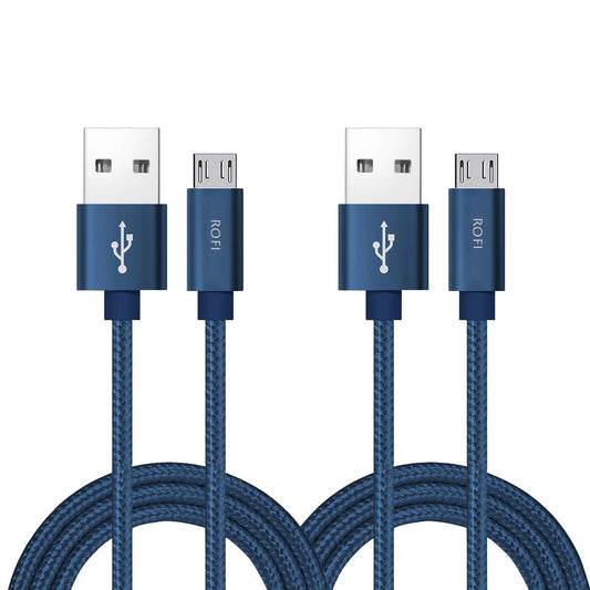 RoFI Micro USB Cable, [2Pack] 0.6M Android Charger, Nylon Braided Micro USB Charger, High Speed USB 2.0 A to Micro B Charging Cord Universal for HTC