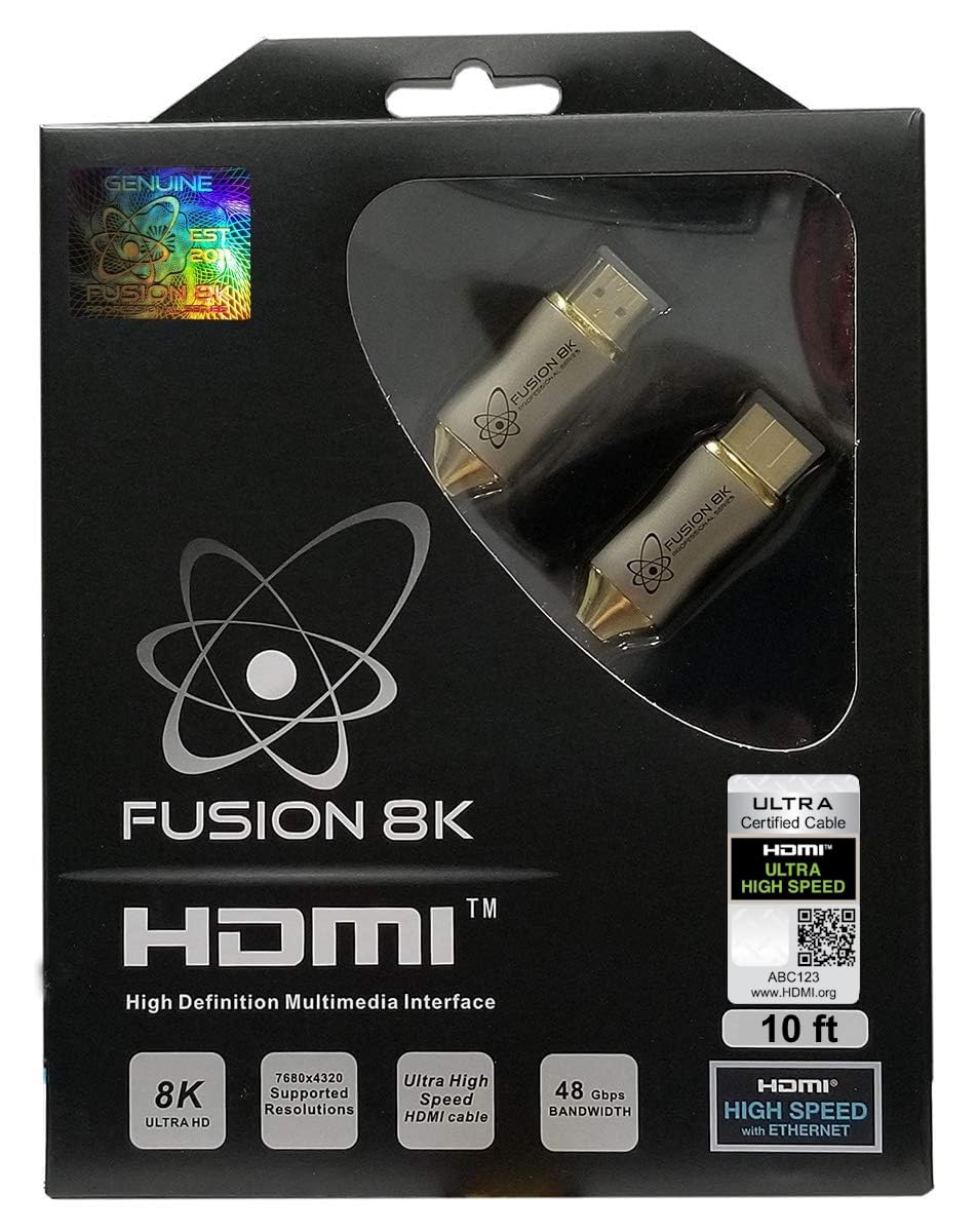 Fusion8K HDMI 2.1 Certified Cable Supports 10K 8K @60Hz and 4K @120Hz Compatible with All TVs, BluRay, Xbox Series X, PS5 (10 Feet)