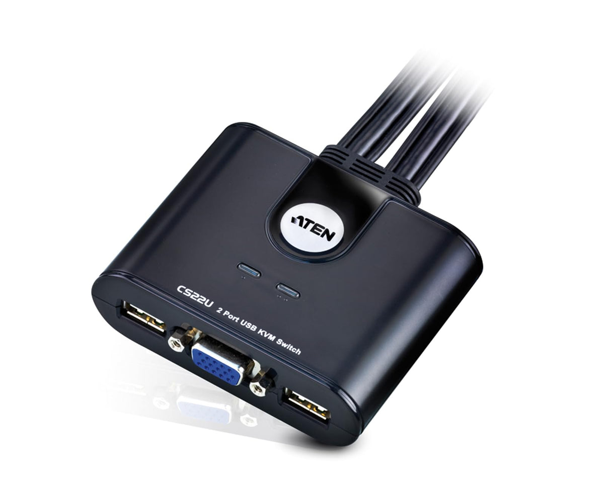 ATEN CS22U 2-Port USB VGA Cable KVM Switch with Remote Port Selector