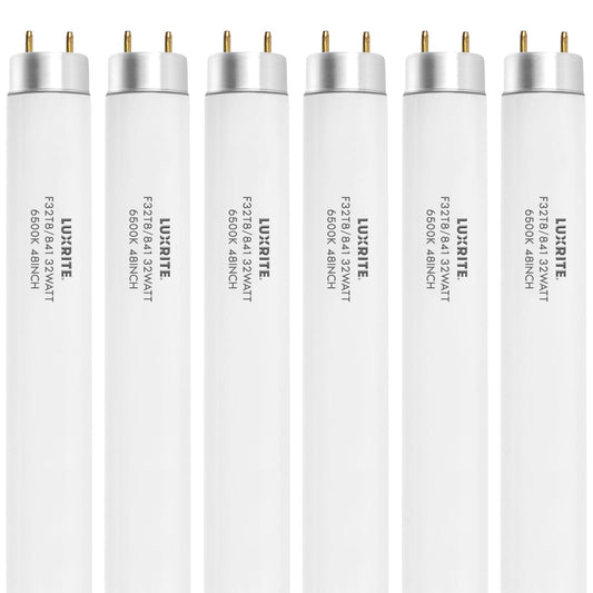 LUXRITE F32T8/865 32W 48 Inch T8 Fluorescent Tube Light Bulb, 6500K Daylight, 2800 Lumens, G13 Medium Bi-Pin Base, LR20735, 6-Pack