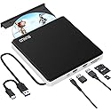 BUNUD External DVD Burner USB-C: Portable DVD External Drive for Apple Superdrive with 2 USB and TF/SD Slots - Plug & Play CD Drive External for Mac