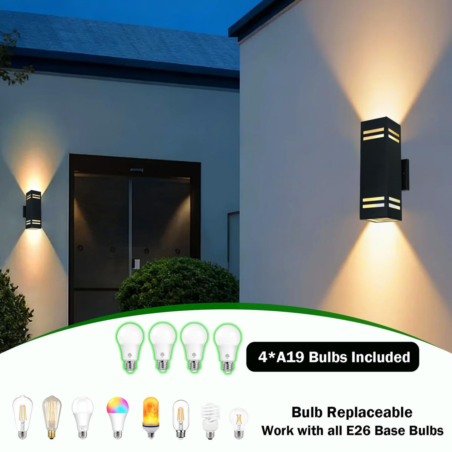 iYogaled Up and Down Lights Outdoor Wall Light Fixtures, Aluminum Dusk to Dawn Outdoor Lighting Fixture, Modern Black Exterior Light Fixtures, Wall