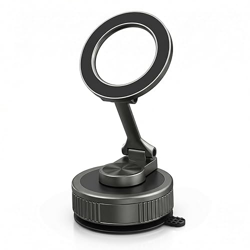 bqoeesok Magnetic Car Phone Holder for MagSafe, [98LBS Suction & 2400gf N52] 360° Zinc Alloy Foldable Mount, 0.75" Ultra-Thin for Dash/Windshield
