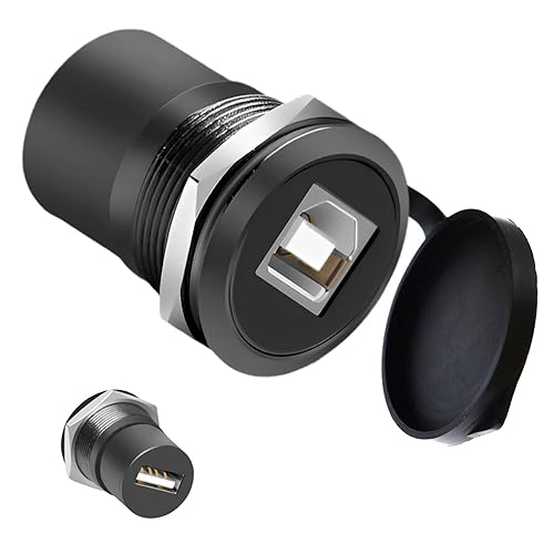 YiKaiEn USB B to A Panel Mount Adapter - Solderless USB 2.0 Female Connector, Threaded Fixed USB Type B to A Conversion for Printers & Scanners