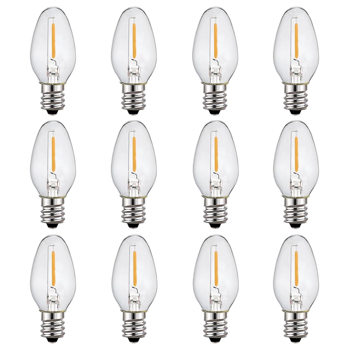 WokHok Night Light Bulbs, C7 Candelabra LED Light Bulbs for Window Candles/Chandeliers/Night Lights, E12 Chandelier Base, 4W & 7W Incandescent