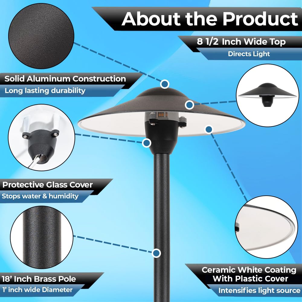 LED Pathway Lights 131 - Heavy Duty Metal Low Voltage Landscape Lighting, 12V Driveway Lights Outdoor Walkway Garden Pathway Lighting with Warm White
