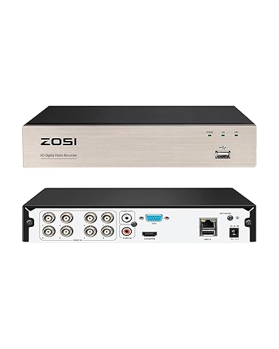 ZOSI 8Channel Surveillance Video Recorders with Human Vehicle Detection,H.265+ Hybrid 1080P 4-in-1 HD-TVI Standalone CCTV DVR System for 720P,1080P