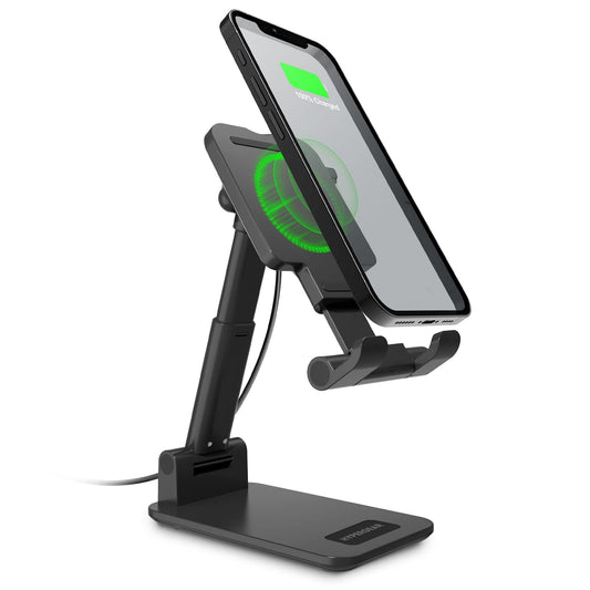 Fast Wireless Charger - HyperGear Cell Phone Charging Stand w/LED Power Indicator [Charges On Contact] Portable & Universal Compatibility for iPhone