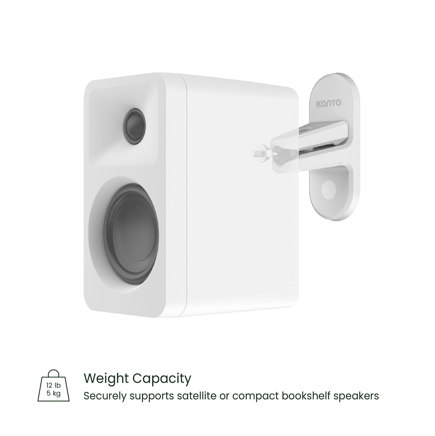 Kanto SPW3W Universal Satellite Speaker Wall Mount Bracket | ¼-20 Thread Attachment | Tilt, Swivel & Rotation | Holds 12 lbs (5.4 kg) | Wire & Cable