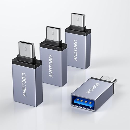USB C to USB Adapter (4 Pack), USB 3.2 Gen 2 to USB C Adapter Thunderbolt 4/3 to USB Adapter OTG Compatible with iPhone 17 Air, iPhone 17 Pro Max,16…