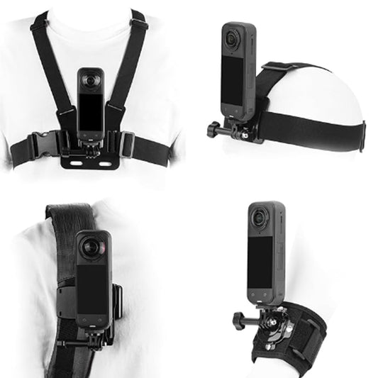 JFX Accessories Kit for Insta 360 X5 X4 Air, Insta360 One X5 X4 X3 X Camera, Chest Mount Head Strap Harness Backpack Clip Holder Wrist Strap