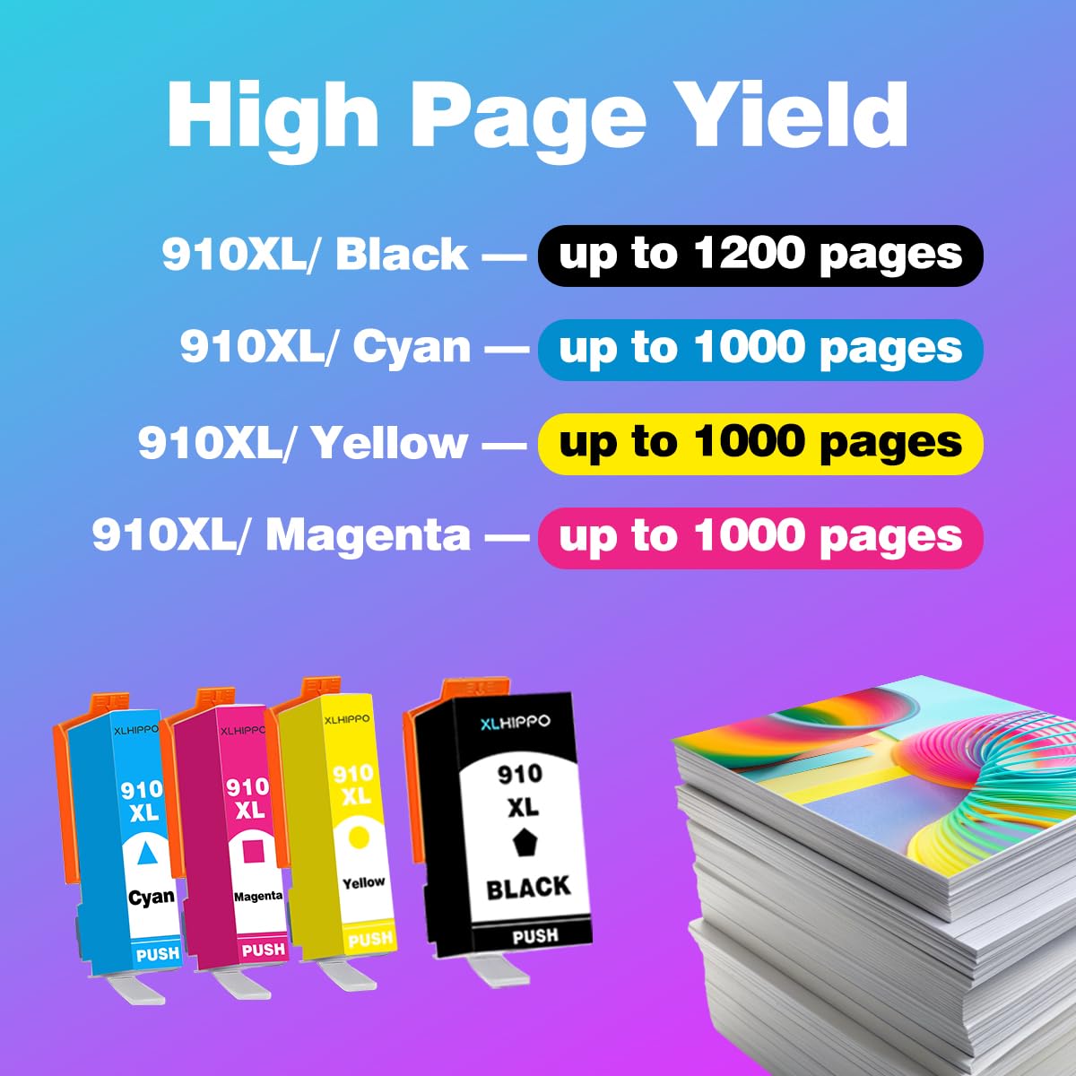 910XL Magenta Ink Cartridge Replacement for HP 910 910XL Work on HP OfficeJet 8015e 8010e 8022e 8010 8022 HP OfficeJet Pro 8025e 8028e 8035e 8020e