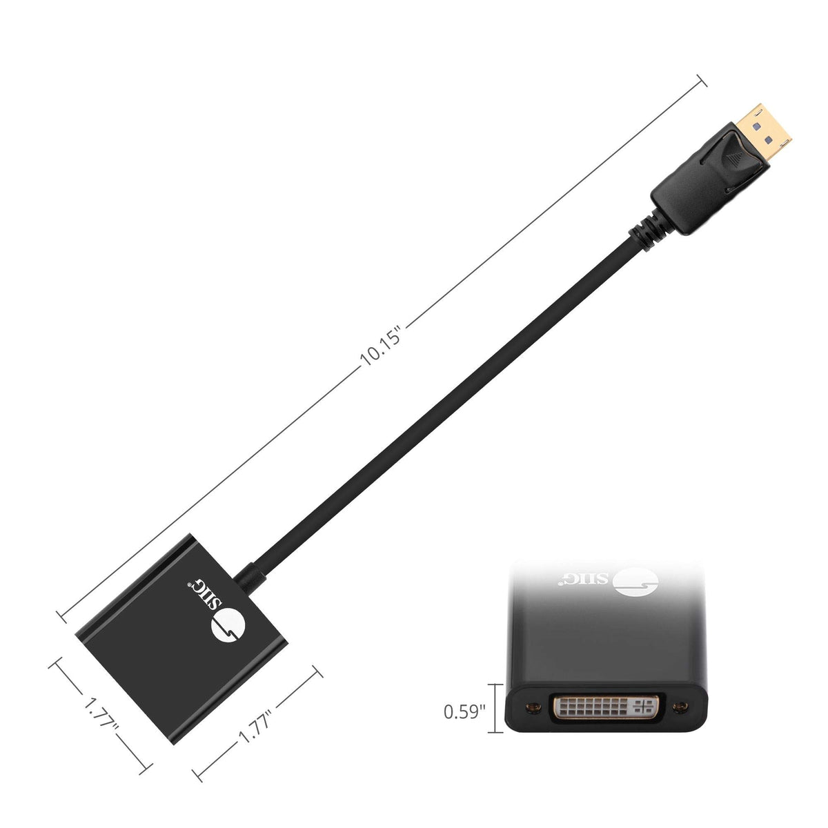 SIIG DisplayPort to DVI Adapter, 1080p60Hz, CB-DP1U12-S1