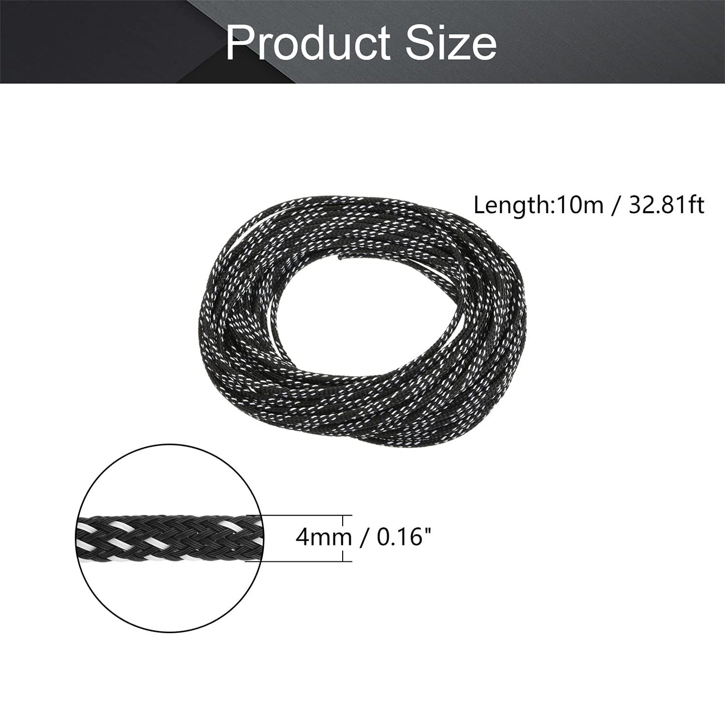Othmro 32.8ft Length PET Flexible Expandable Braided Cable Sleeves 0.16in Width Wire Loom Sleeving and Organizer Flexible Wire Mesh Sleeves for TV