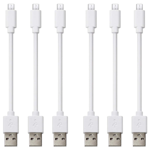 CLZWiiN Short Micro USB Cable (6 Pack 1FT White), Android Phone Charger Cord, High Speed Charging and Sync Data Cables for Charging Station