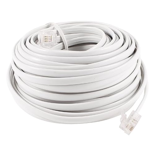 uxcell 15M 6P4C RJ11 Telephone Cable, RJ11 to RJ11 Adapter Modular Extension Phone Line Cord for DSL Modems, Ethernet Network Cable High Speed Data