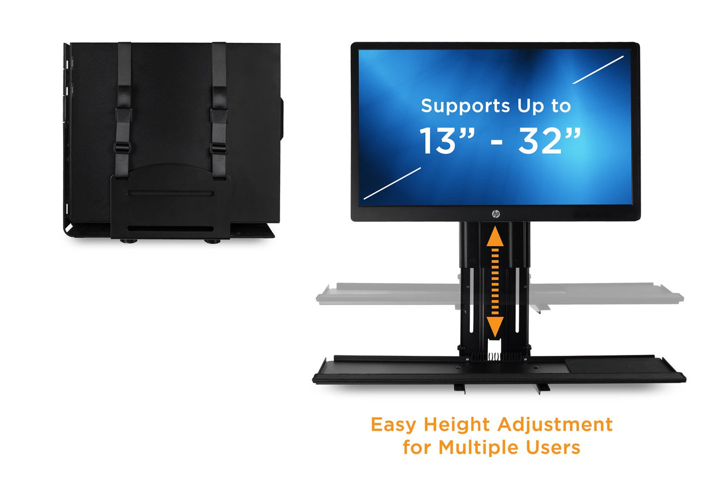Mount-It! Monitor and Keyboard Wall Mount with CPU Holder, Height Adjustable Standing VESA Keyboard Tray, 25 Inch Wide Platform with Mouse Pad