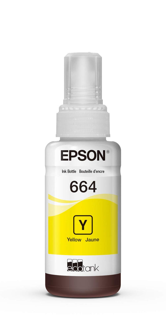 Epson 664 EcoTank Ink Ultra-high Capacity Bottle Yellow (T664420-S) Works with ET-2500, 2550, 4500, 4550, 2600, 2650, 3600, 16500