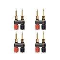 EIGHTNOO 4Pcs Banana Jack Plugs Gold Plated Long Threaded Binding Post Speaker Connectors Terminal 2 Way Dual 4mm Banana Plug Female Sockets