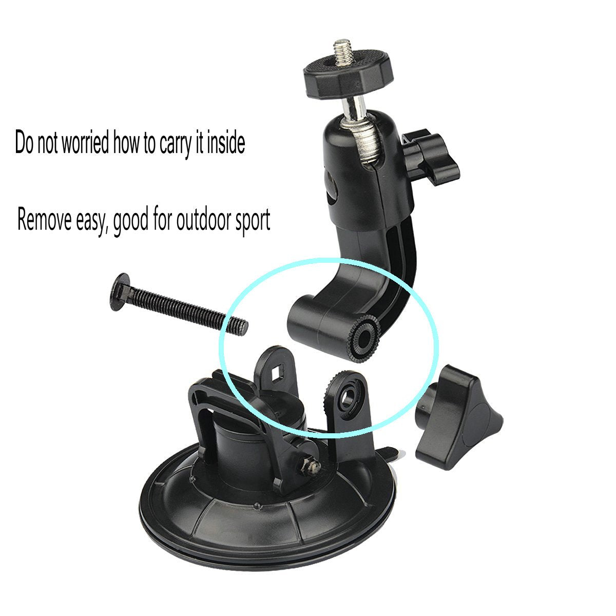 ASOCEA Action Camera Suction Cup Mount Windshield Camera Holder Tripod Adapter with 1/4" Screw Compatible with Gopro Hero 13 12 11 10 9/AKASO