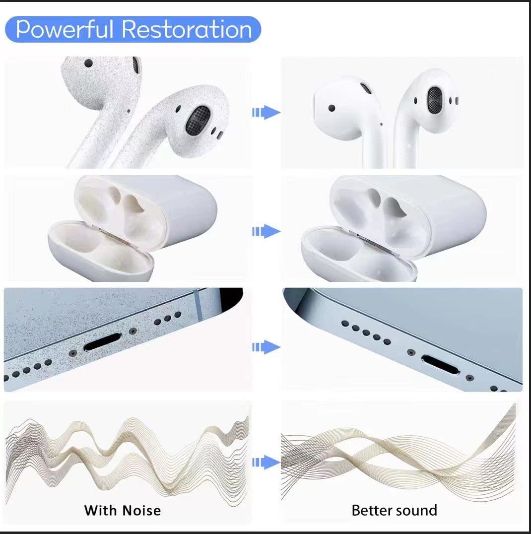 Airpod Cleaner Kit, Earbud Cleaning Kit for Airpods Pro 1 2 3,Multi-Function Cleaning Pen with Soft Brush Flocking Sponge, Suitable for Bluetooth