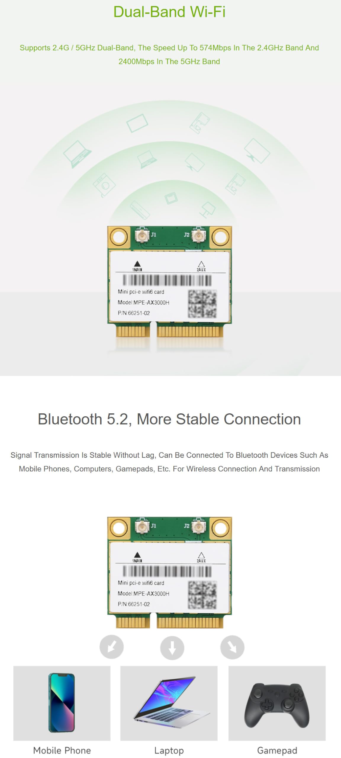 Wireless MINIPCIE AX200 NIC for Linux, Windows 10/11, Gigabit Dual-Band Wi-Fi 6, 802.11AX Standard, Bluetooth 5.2 @XYGStudy